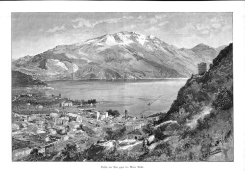 Riva, jezioro Garda, Włochy, widok, oryginalny drzeworyt z 1902 roku - Zdjęcie 1 z 1