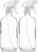 Sally's Organics Set of 2 Clear Glass 16 0z Refillable Spray Bottles New