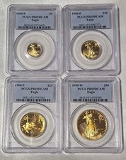1990 W 4 PC (1.85 OZ) PROOF GOLD EAGLE SET PCGS PR69 DCAM 5135.13 per troy oz