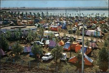 Romania Costinesti camping campground campers lake summer ~ postcard sku303