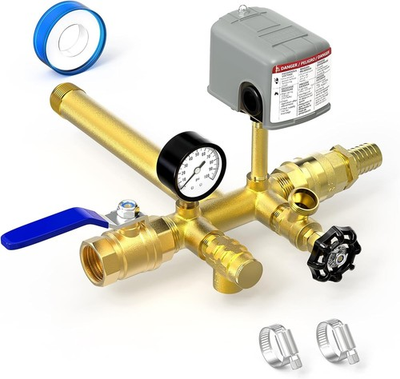 #ad #ad Brass Well Pressure Tank Tee Kit with 40 60Psi Pressure SwitchBall Valve ...... $159.99
