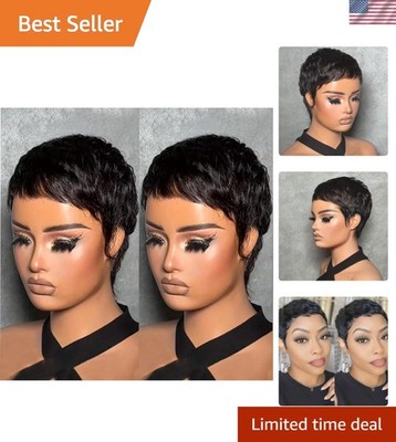Elegant Pixie Cut Wig for Black Women - Lightweight Glueless Human Hair