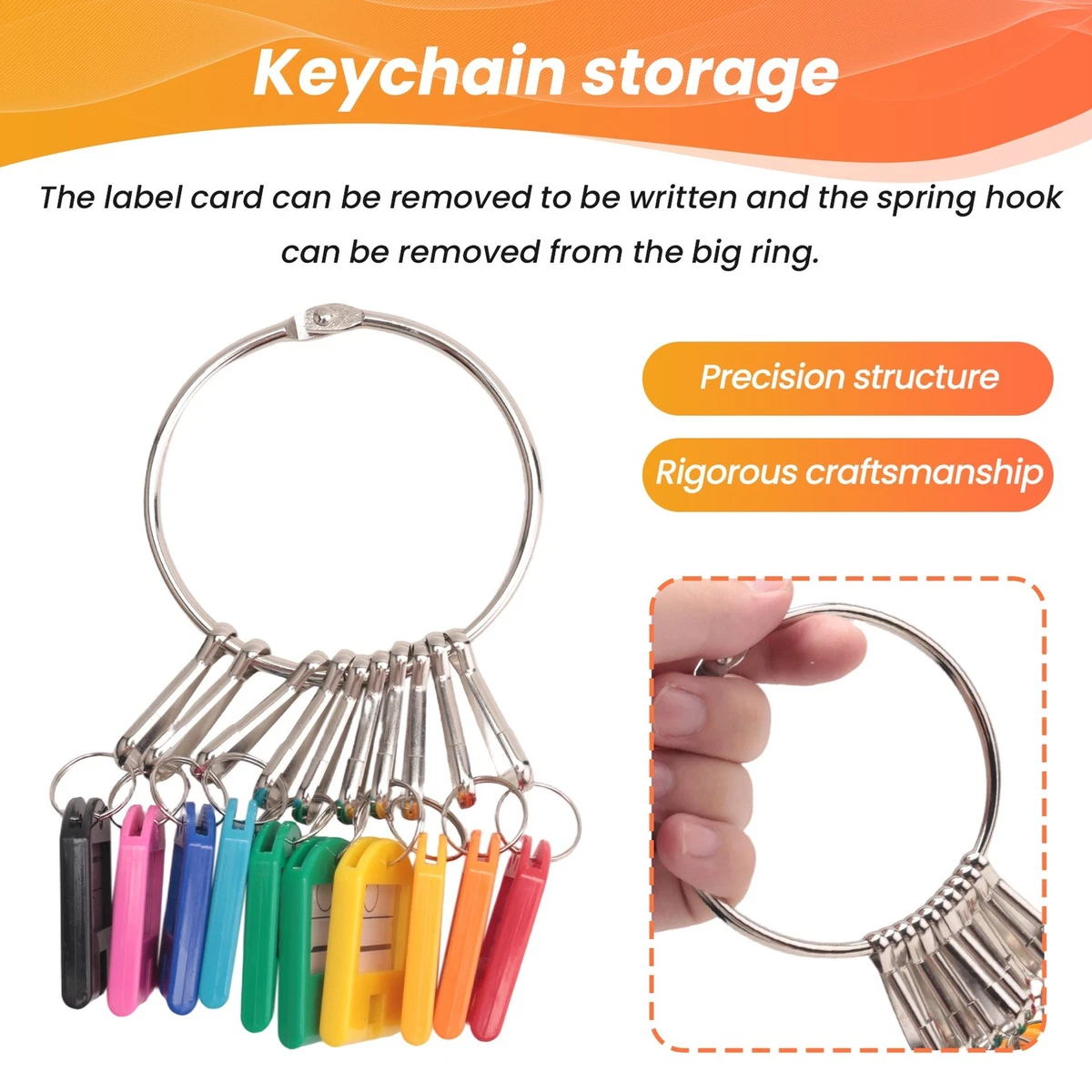 Portable Metal Key Organizer with 10 Spring Hooks & Key Tags with and1250