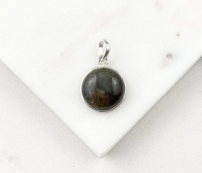 925 Sterling Silber grüner Labradorit Edelstein Boho Anhänger 