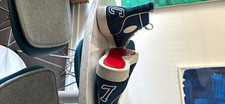 Christian Louboutin Men  s High-Top Lace-Up Sneakers Blue/White Logo US 10.5