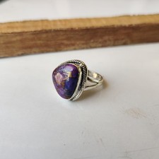 Nice Purple Copper Turquoise Gemstone Ring 925 Sterling Silver Boho Ring PG7603