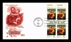 US COVER CHRISTMAS MADONNA AND CHILD BY RAPHAEL FDC PLATE BLOCK ARTCRAFT