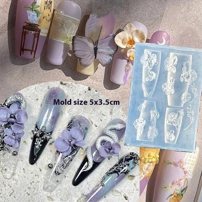 1Pc Flower Butterfly 3D Mold Nail Art Decorations DIY Design Silicone Nails Mold