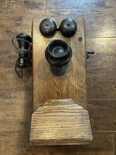 Antique Wood Switchboard Supply Crank Wall Mount Telephone Early1900s Vintage