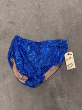 80s Vintage Sequin Showgirl Dance Briefs   Stage Costume   Blue Tap Shorts