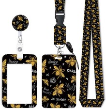 ID Badge Holder with Retractable Lanyard and Keychain, Badge Reel with Rotate...