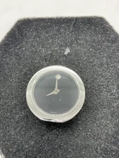 Movado Silvertone Black Dial Disk Clock
