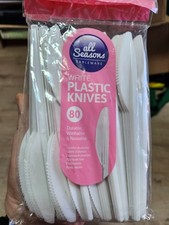 80 X White Plastic Knives Party Wedding Conference Gathering REUSEABLE