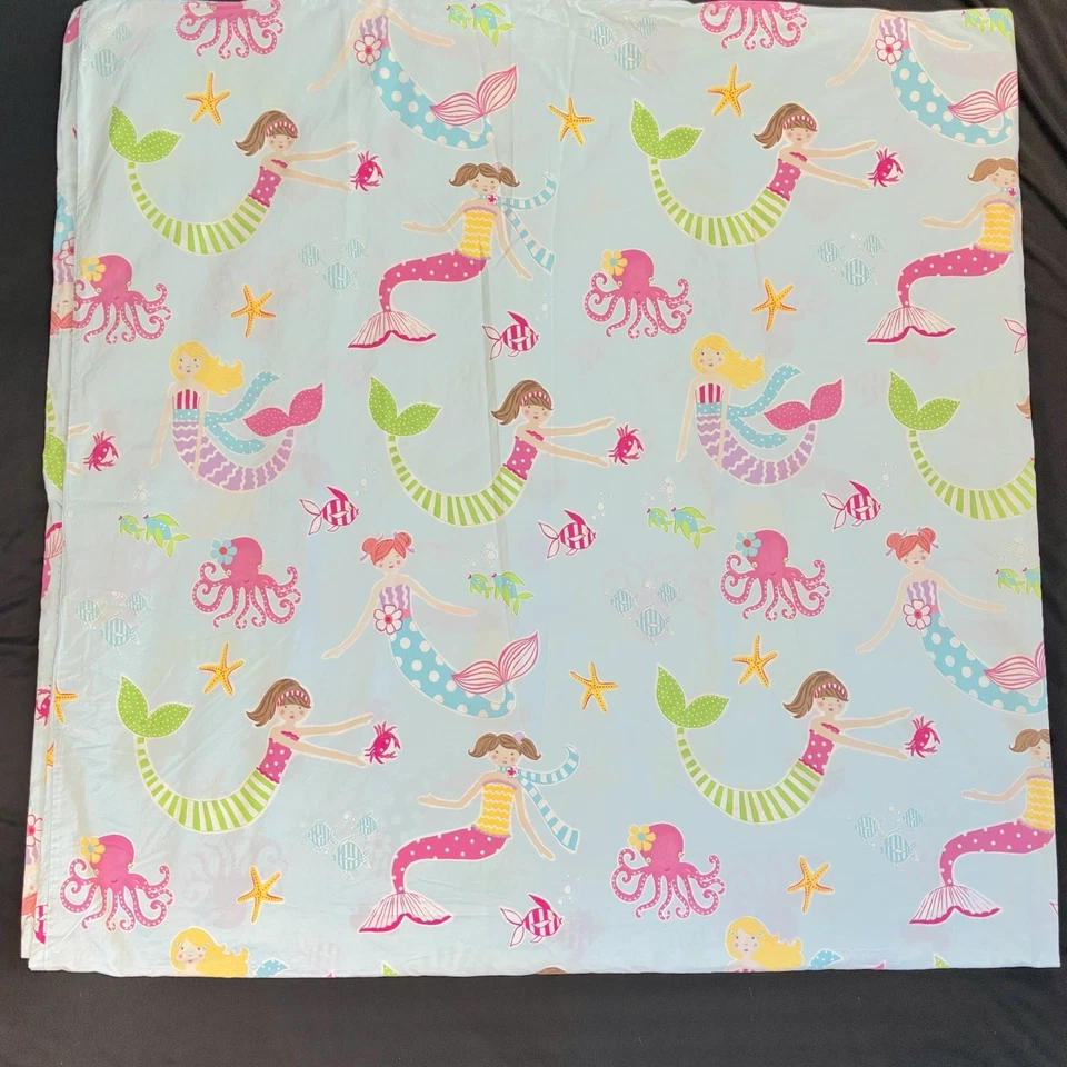 Funda nórdica Pottery Barn Kids azul pálido sirena completa reina 100 % algodón 2012 Foto 3 de 4