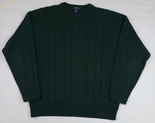 Vintage 90s Nautica Dark Green Cotton Cable Knit Sweater 1990s Sail Sport USA L