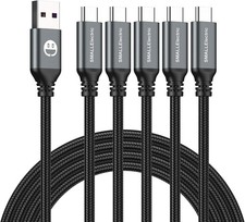 5 Pack 10FT USB A to USB C Fast Charging Cable Braided Cord iPhone 17 16 15 Gray