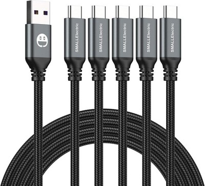 5 Pack 10FT USB A to USB C Fast Charging Cable Braided Cord iPhone 17 16 15 Gray