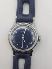 Timex Ladies Mercury Watch Silver Tone Retro Blue Dial Blue Band Mechanical 