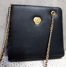 Black and Gold Chain Strap Crossbody Purse Clutch Square Shoulder Bag