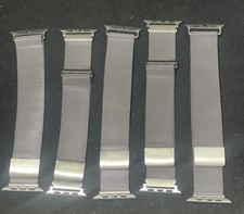 Lot of 5 Silver Milanese Stainless Steel Mesh Bands for Apple Watch 45 46 49mm