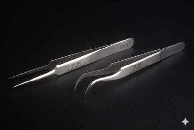 Watch Hairspring Tweezers Vetus No.7 & 5 Stainless Steel Precision Anti Magnetic