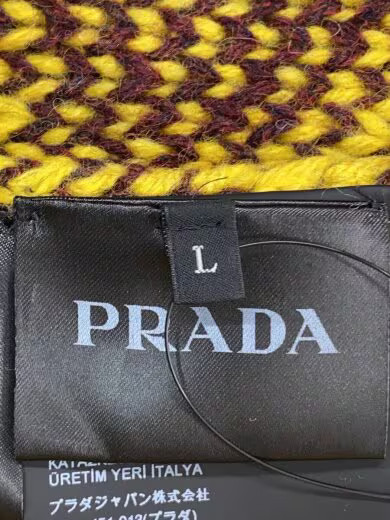 PRADA V-neck geometric ombr? knit sweater/ size L/ wool/ yellow/white/ AMAS 2021 thumbnail 4