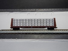 Solid Wood Wrapped Lumber Load for N Scale 60 Foot Bulkhead Flat Car