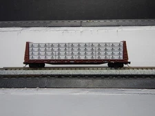 Solid Wood Wrapped Lumber Load for N Scale 60 Foot Bulkhead Flat Car