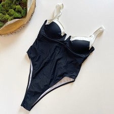 Retro Black  White One Piece Swimsuit