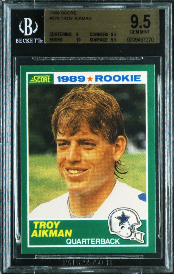 Troy Aikman Football SCORE Rookie Sports Trading Card Singles for