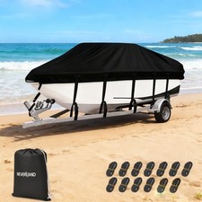 Black Oxford cloth waterproof V-shaped boat cover, 165 106in