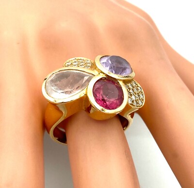 Bague Cocktail En Or 18 Carats Avec Diamants - 0,66 Carat Total - Style Vintage Occasion