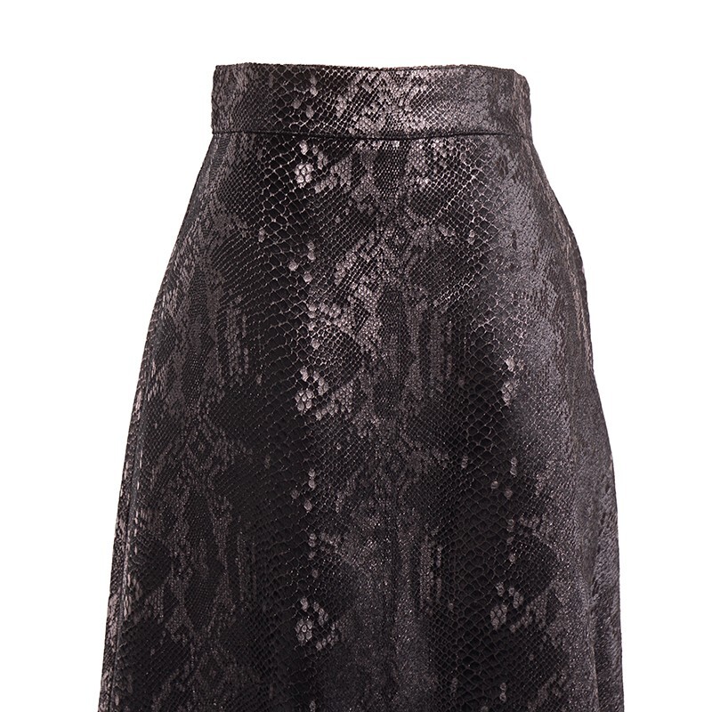 SAINT LAURENT★素敵!Black Silk Blend SNAKESKIN PRINT SKIRT 36 XS NEW $1,690 SAINT LAURENT Black Silk Blend SNAKESKIN
