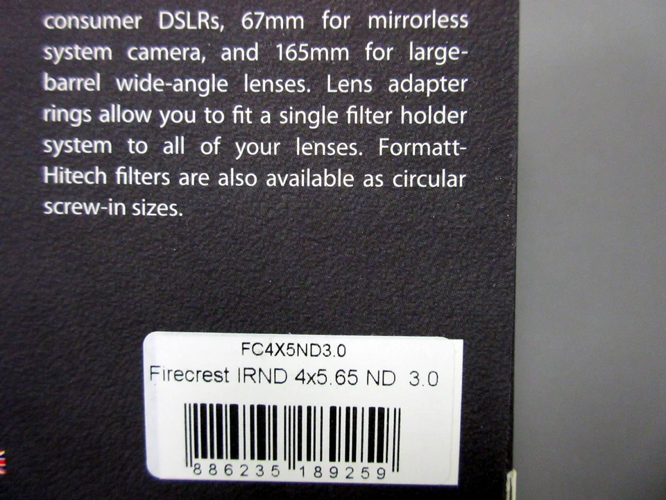 New Formatt Hitech 4x5.65" Firecrest IRND 3.0 Filter #FC4X5ND3.0 - Image 4 of 4