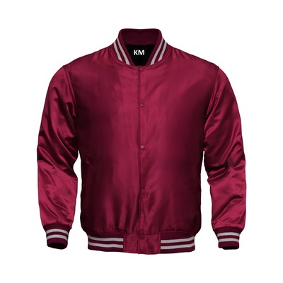 Personalized Varsity Jacket Letterman Jacket Maroon Satin Jacket Men XL