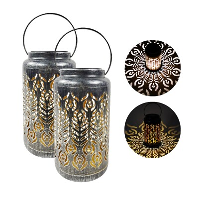  Bliss Outdoors 9'' Tall 2-Pack Hanging and Tabletop Decorative Solar LED Lantern