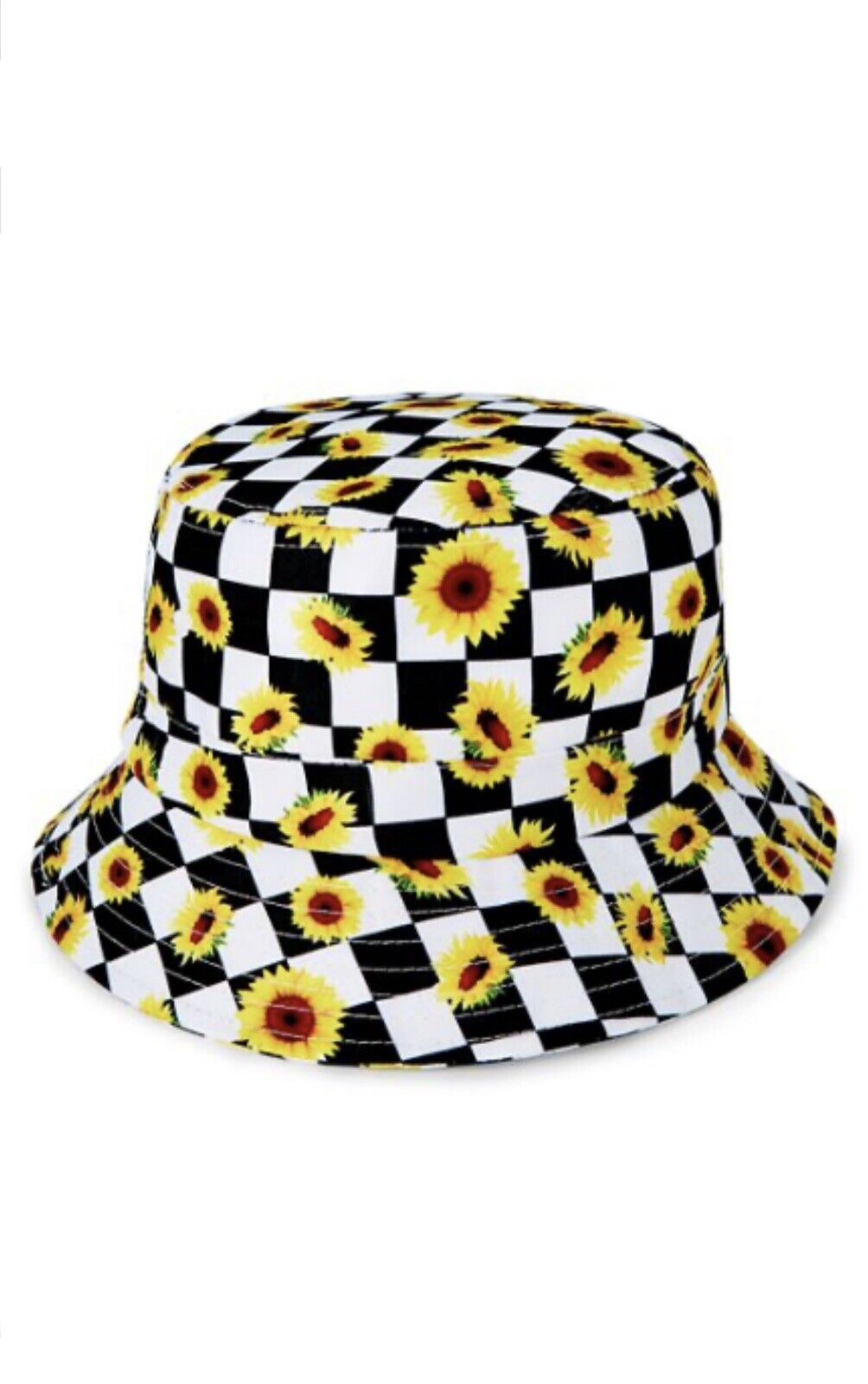 Checkered Sunflower Bucket Hat