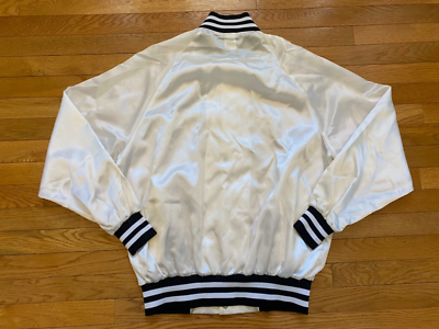 Vintage White 80's Windjammer Union Made Satin Snap Jacket Size XL