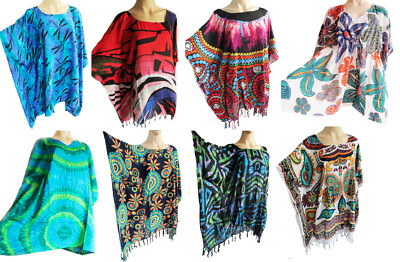 Damen KAFTAN/PONCHO, Tunika Top, Beachwear, One Size, fällt groß aus Übergröße, Neu