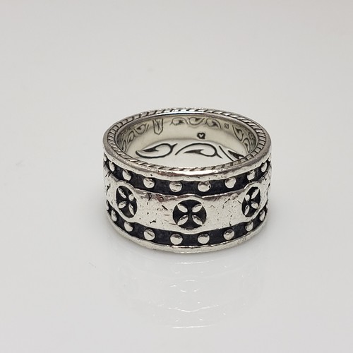 Scott Kay Sterling Silver UnKaged Carved Tribal Wide Band Ring Size 10 - Picture 4 of 8