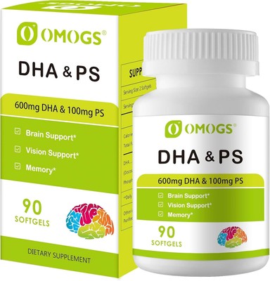 Algae DHA - 600 Mg Omega-3 DHA Softgels, with Phosphatidylserine & Walnut Oil, S