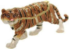 KUBLA CRAFTS | TIGER BEJEWELED BOX NEW 3382 BIG CAT FIGURINE CUTE RARE CRYSTAL