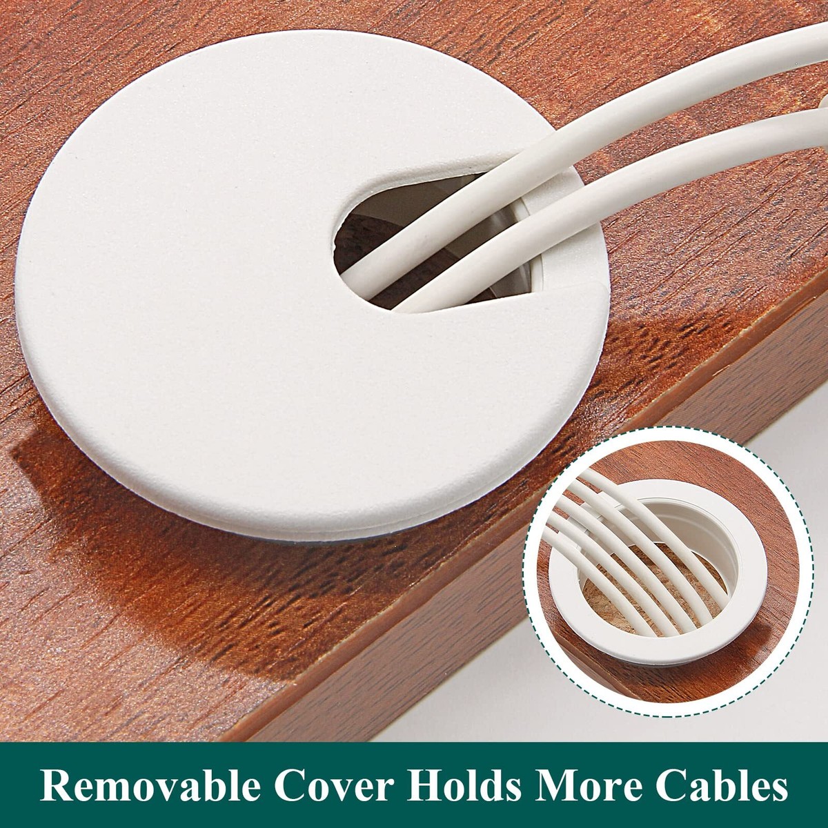 Litoexpe 2-Inch White Desk Cord Grommet – Cable Organizer For Office & Home Desks (2-Pack) - View #4