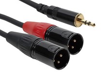 15 ft Stereo 1/8  3.5mm plug to 2 XLR Mic 3pin male Adapter Y patch cable