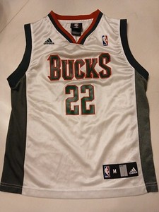 Adidas Milwaukee Bucks Jersey Boys Youth Large White Red Michael Red #22 Mesh Gr