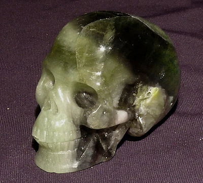 Edelstein-Schädel, Skull, Fluorit-Kristall, 111,3g 52x42x34mm, Heilstein - Bild 1 von 4