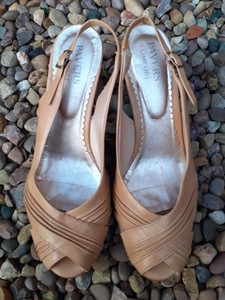 Pavers Comfort Ladies Wedge Heeled Peep Toe Sandals Beige 6