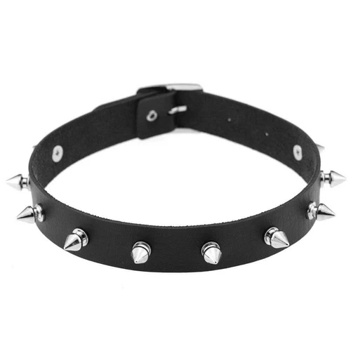 Women Pu Leather Choker Necklace O Ring Neck Collar Chain Gothic Punk Studded - Picture 27 of 49