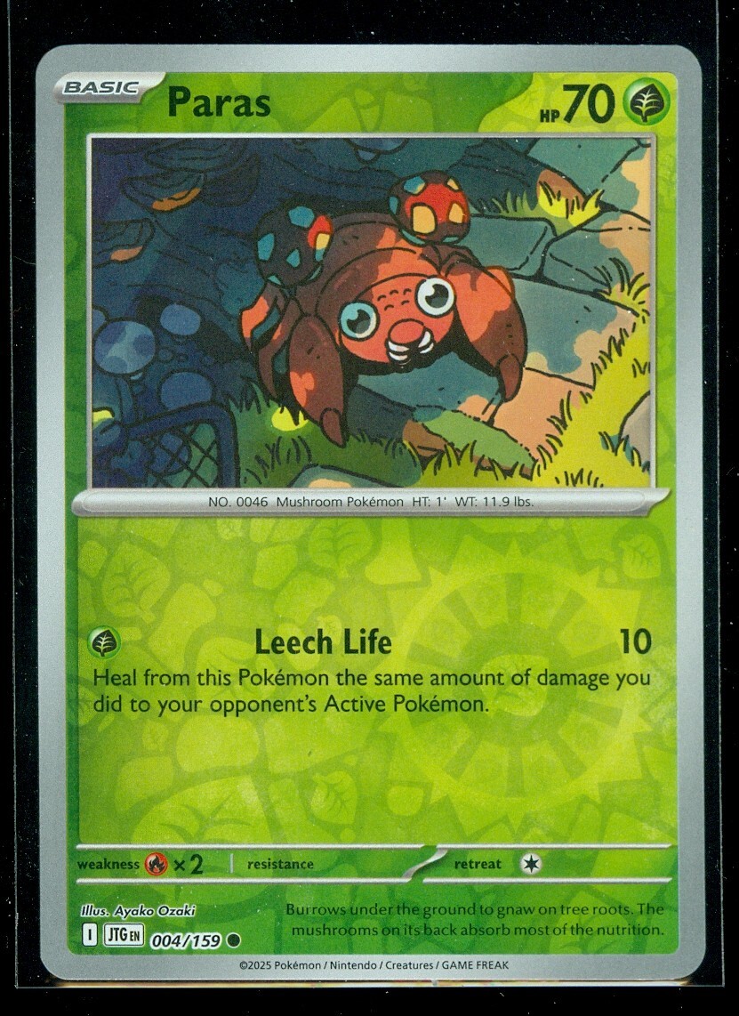 Pokemon PARAS 004/159 Journey Together  Rev Holo - MINT