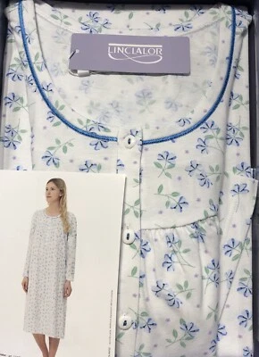 OFFERTA Camicia da notte 100% Cotone Leggero con carrè Linclalor manica lunga